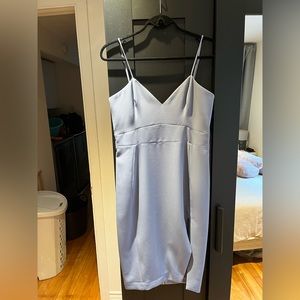 House of CB dress with slit and zipper back